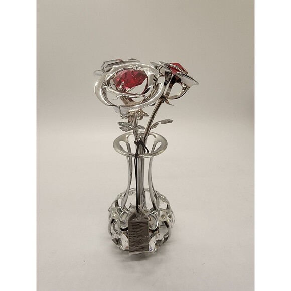 MATASHI CHROME PLATES SILVER FLOWERS BOUQUET and Vase Unique See! - Picture 8 of 13